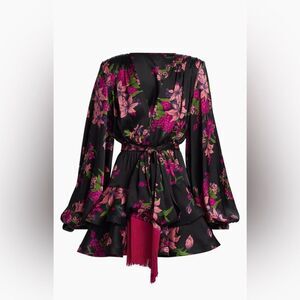 NEW Bronx and Banco Bedouin Lily Minidress Floral Black and Pink, size L